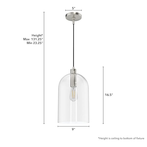 Hunter Lochemeade 1 Light Pendant in Brushed Nickel