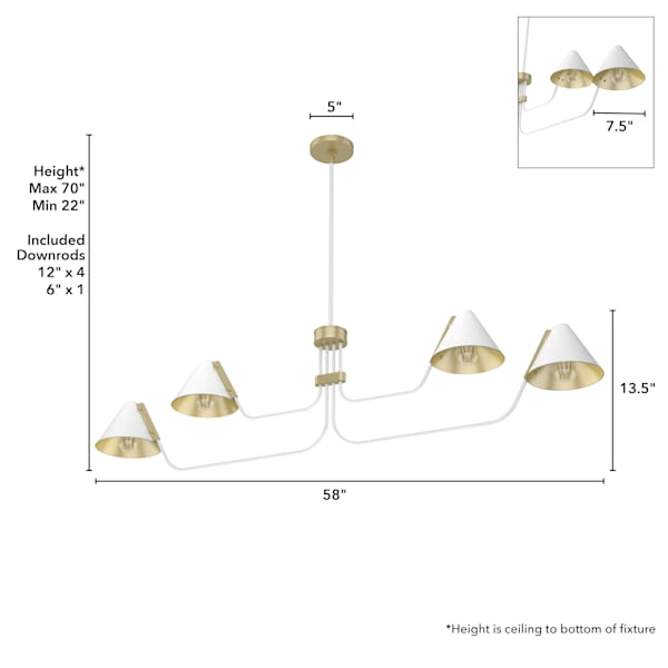 Hunter Grove Isle 4 Light Chandelier in Matte White