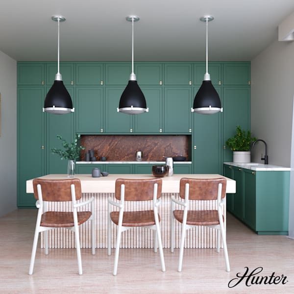 Hunter Bluff View 3 Light 14 Inch Pendant in Flat Matte Black