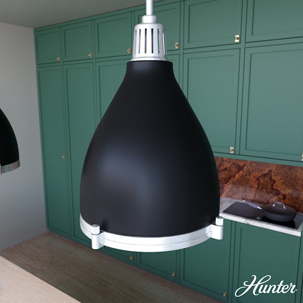 Hunter Bluff View 3 Light 14 Inch Pendant in Flat Matte Black