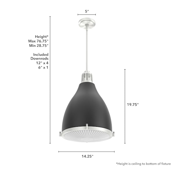 Hunter Bluff View 3 Light 14 Inch Pendant in Flat Matte Black