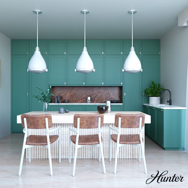 Hunter Bluff View 3 Light 14 Inch Pendant in Fresh White