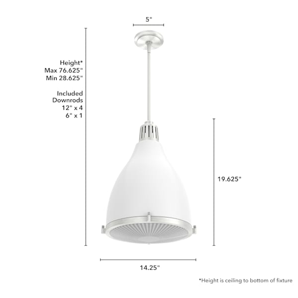 Hunter Bluff View 3 Light 14 Inch Pendant in Fresh White