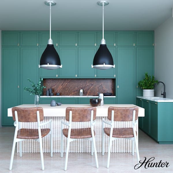 Hunter Bluff View 3 Light 16 Inch Pendant in Flat Matte Black