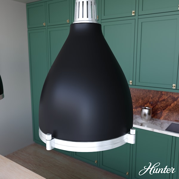 Hunter Bluff View 3 Light 16 Inch Pendant in Flat Matte Black