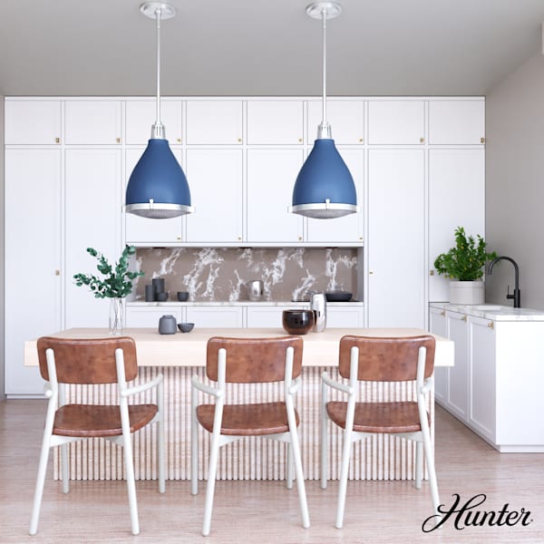 Hunter Bluff View 3 Light 16 Inch Pendant in Indigo Blue
