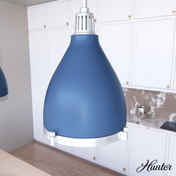 Hunter Bluff View 3 Light 16 Inch Pendant in Indigo Blue