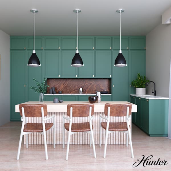 Hunter Bluff View 1 Light Pendant in Flat Matte Black