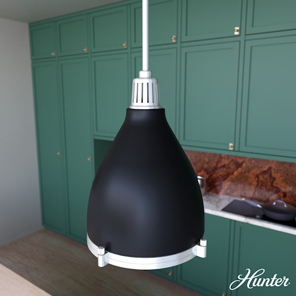Hunter Bluff View 1 Light Pendant in Flat Matte Black