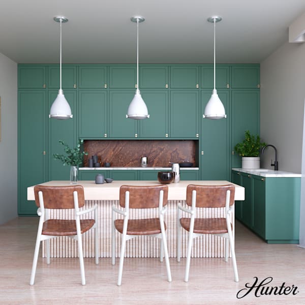 Hunter Bluff View 1 Light Pendant in Fresh White