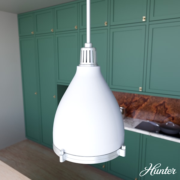 Hunter Bluff View 1 Light Pendant in Fresh White