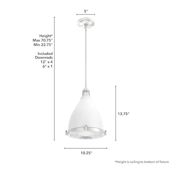 Hunter Bluff View 1 Light Pendant in Fresh White