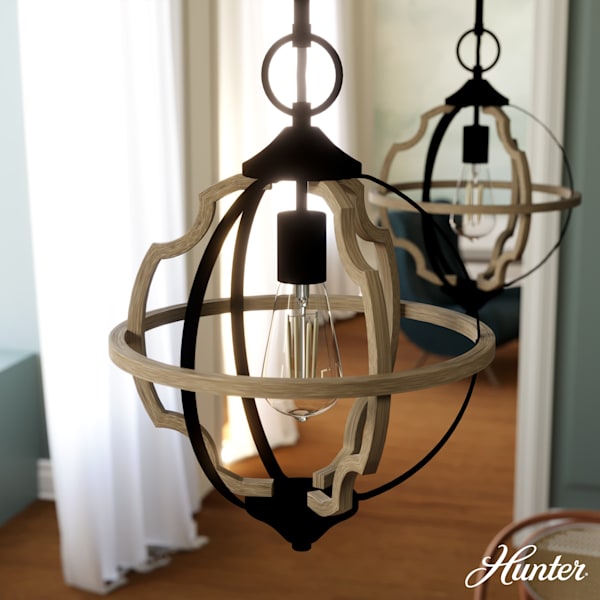 Hunter Stone Creek 1 Light Pendant - French Oak/Rustic Iron