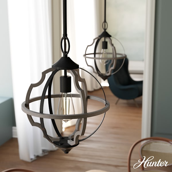 Hunter Stone Creek 1 Light Pendant in Noble Bronze