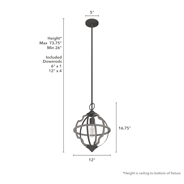 Hunter Stone Creek 1 Light Pendant in Noble Bronze