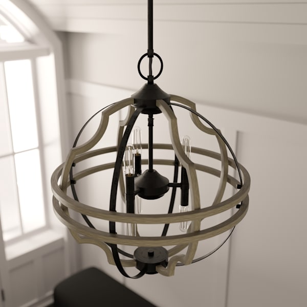 Hunter Stone Creek 6 Light 19 Inch Pendant - French Oak/Rustic Iron