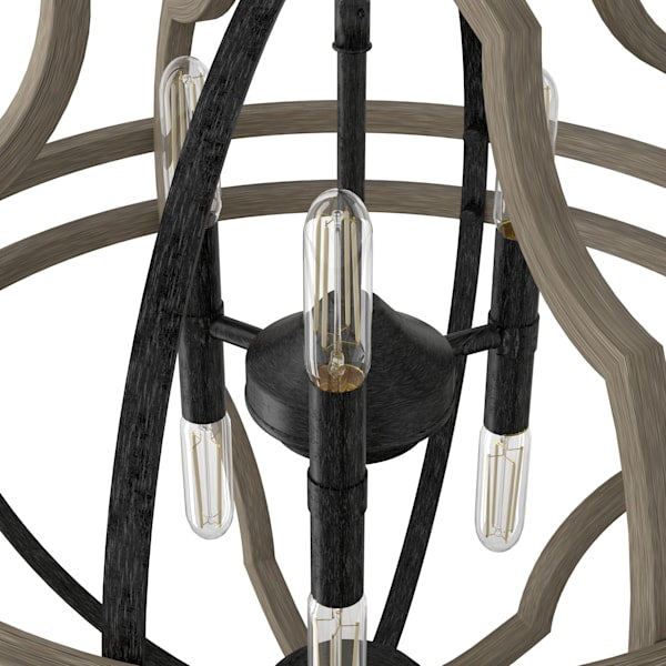 Hunter Stone Creek 6 Light 19 Inch Pendant - French Oak/Rustic Iron