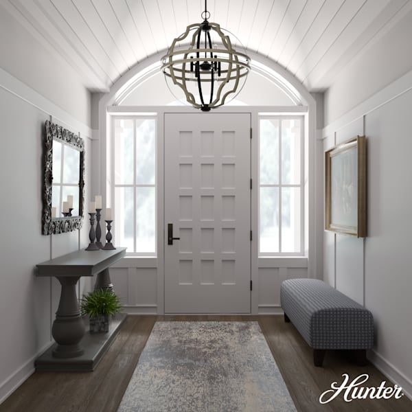 Hunter Stone Creek 8 Light 25 Inch Pendant - French Oak/Rustic Iron