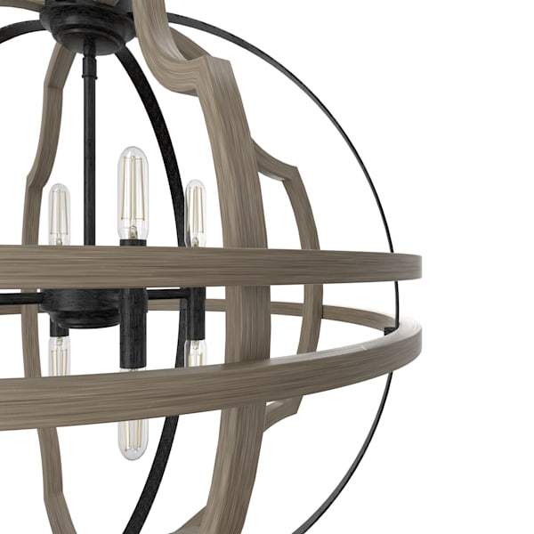 Hunter Stone Creek 8 Light 25 Inch Pendant - French Oak/Rustic Iron