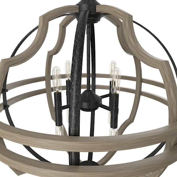 Hunter Stone Creek 8 Light 25 Inch Pendant - French Oak/Rustic Iron