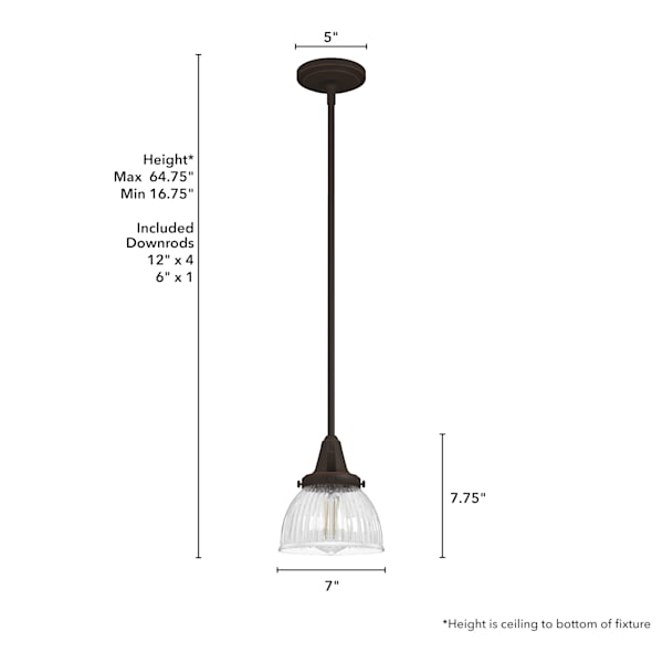 Hunter Cypress Grove 1 Light Mini Pendant in Onyx Bengal