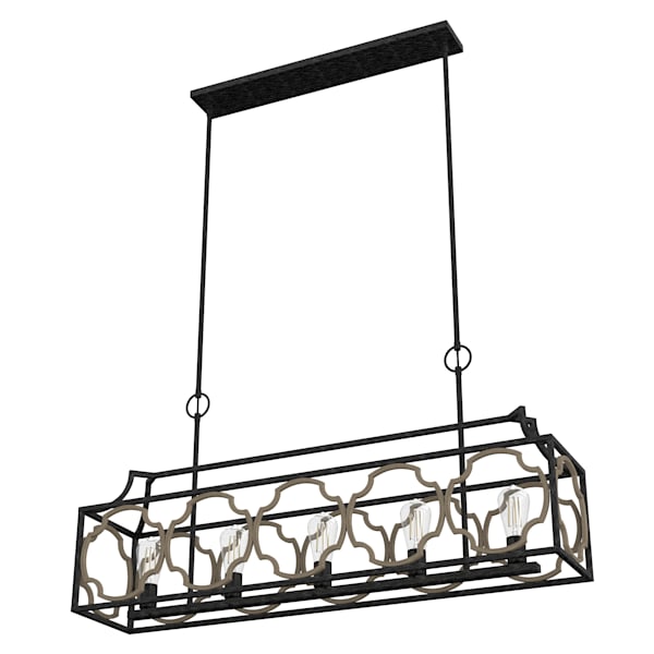 Hunter Stone Creek 5 Light Linear Chandelier - French Oak/Rustic Iron