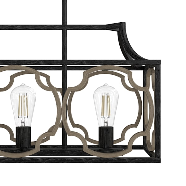 Hunter Stone Creek 5 Light Linear Chandelier - French Oak/Rustic Iron