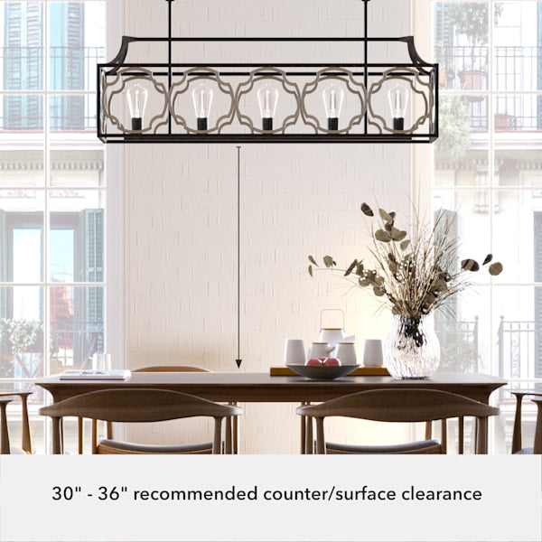 Hunter Stone Creek 5 Light Linear Chandelier - French Oak/Rustic Iron