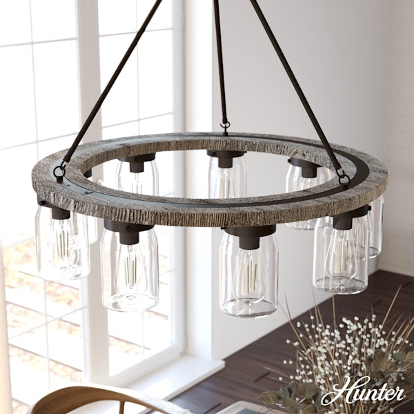 Hunter Devon Park 9 Light Chandelier in Onyx Bengal