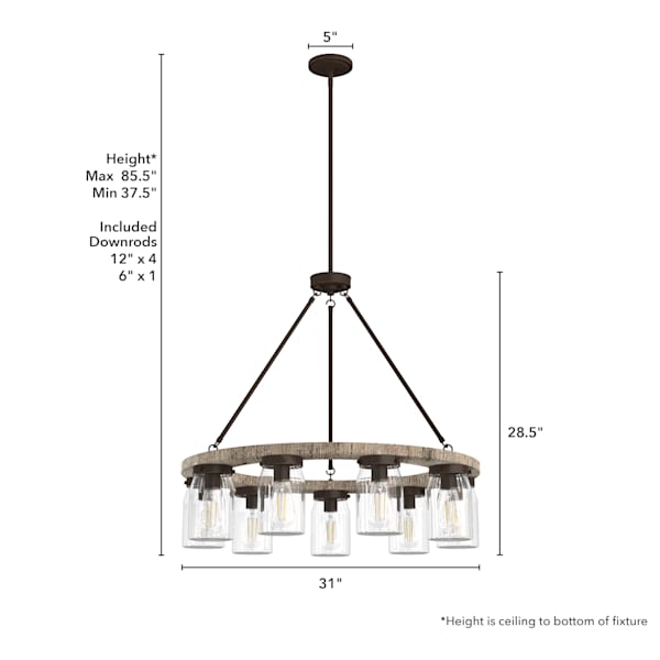 Hunter Devon Park 9 Light Chandelier in Onyx Bengal