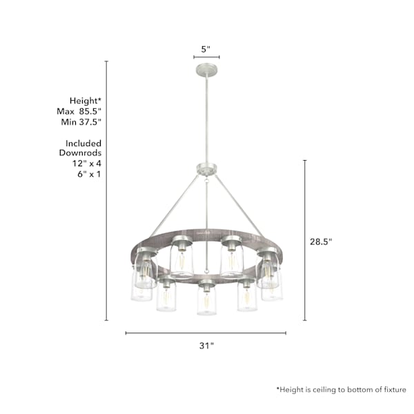 Hunter Devon Park 9 Light Chandelier in Brushed Nickel