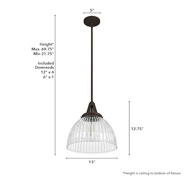 Hunter Cypress Grove 1 Light 13 Inch Pendant in Onyx Bengal
