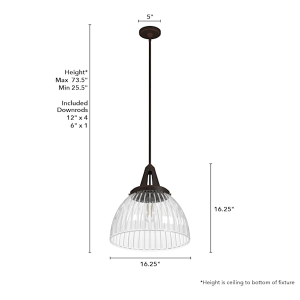 Hunter Cypress Grove 1 Light 16 Inch Pendant in Onyx Bengal