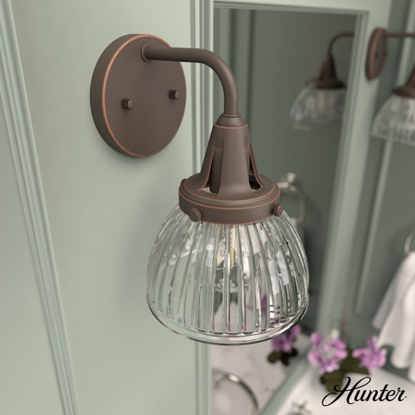 Hunter Cypress Grove 1 Light Wall Sconce in Onyx Bengal