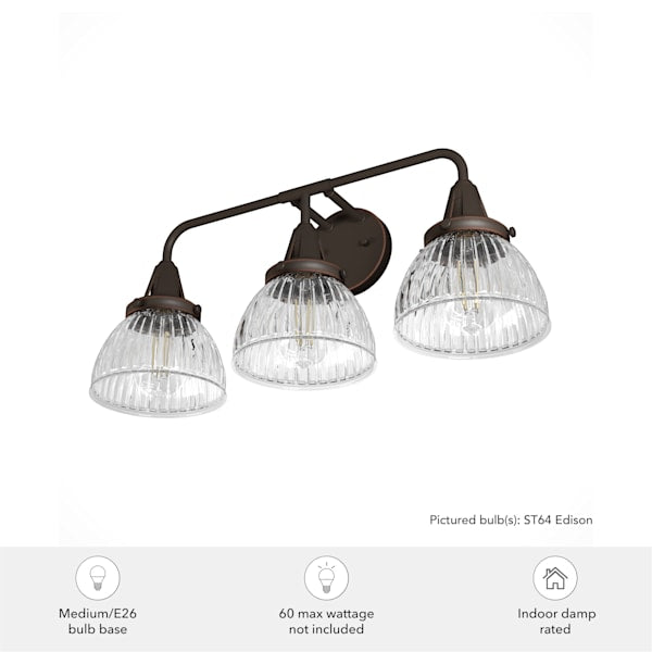 Hunter Cypress Grove 3 Light Vanity in Natural Iron