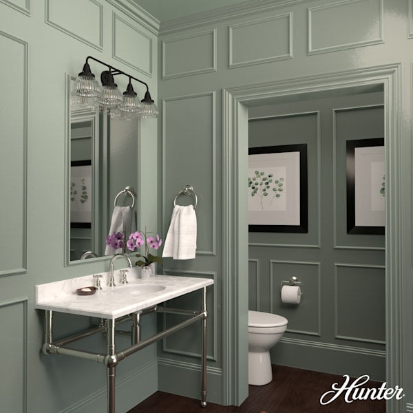 Hunter Cypress Grove 4 Light Vanity in Natural Iron