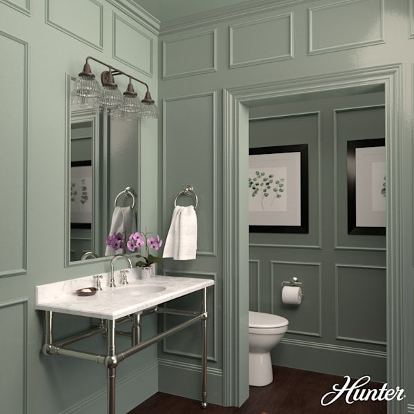 Hunter Cypress Grove 4 Light Vanity in Onyx Bengal