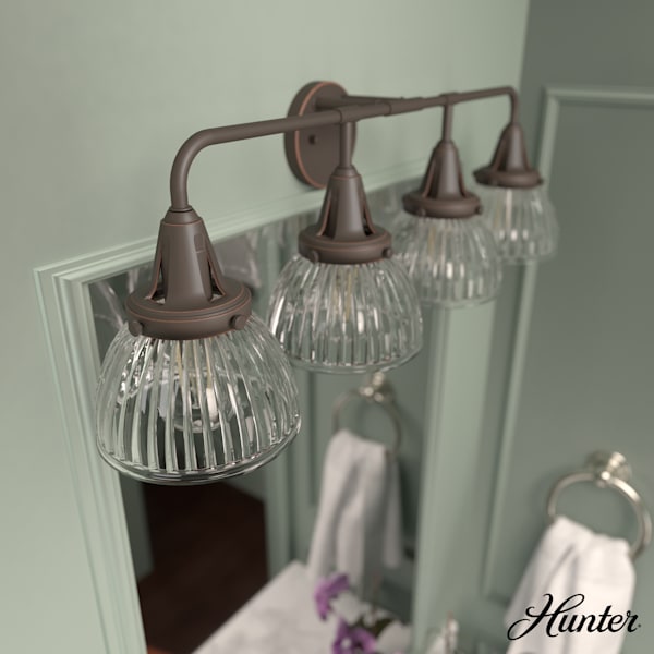Hunter Cypress Grove 4 Light Vanity in Onyx Bengal