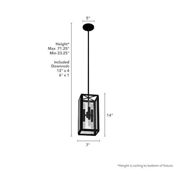 Hunter Felippe 6 Light Pendant in Natural Iron with Clear Seeded Glass