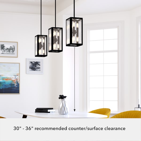 Hunter Felippe 6 Light Pendant in Natural Iron with Clear Seeded Glass