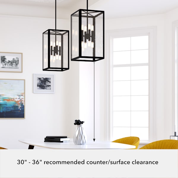 Hunter Felippe 8 Light Pendant in Natural Iron with Clear Seeded Glass