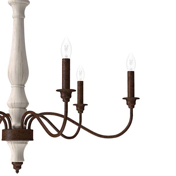 Hunter Teren 6 Light Chandelier - Distressed White/Textured Rust