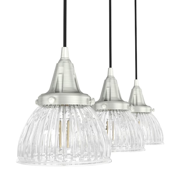 Hunter Cypress Grove 3 Light Linear Chandelier in Brushed Nickel
