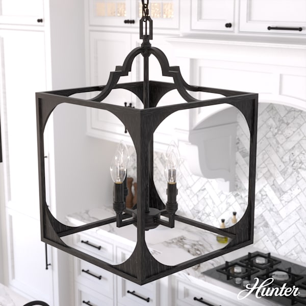 Hunter Highland Hill 4 Light 15 Inch Pendant in Rustic Iron