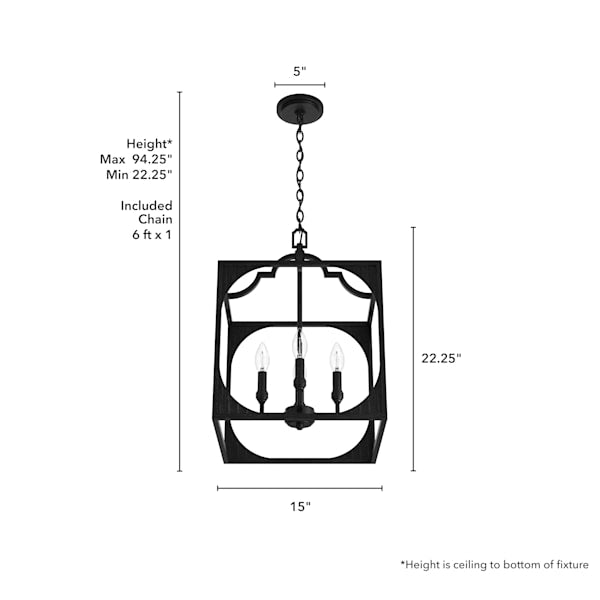 Hunter Highland Hill 4 Light 15 Inch Pendant in Rustic Iron