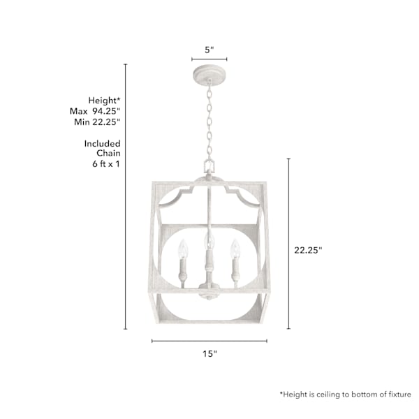 Hunter Highland Hill 4 Light 15 Inch Pendant in Distressed White
