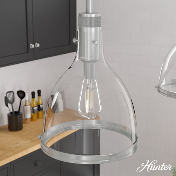 Hunter Van Nuys 1 light 13 Inch Pendant in Brushed Nickel