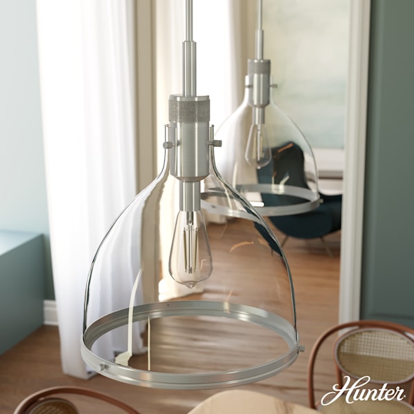 Hunter Van Nuys 1 light 16 Inch Pendant in Brushed Nickel