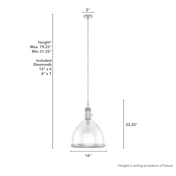 Hunter Van Nuys 1 light 16 Inch Pendant in Brushed Nickel
