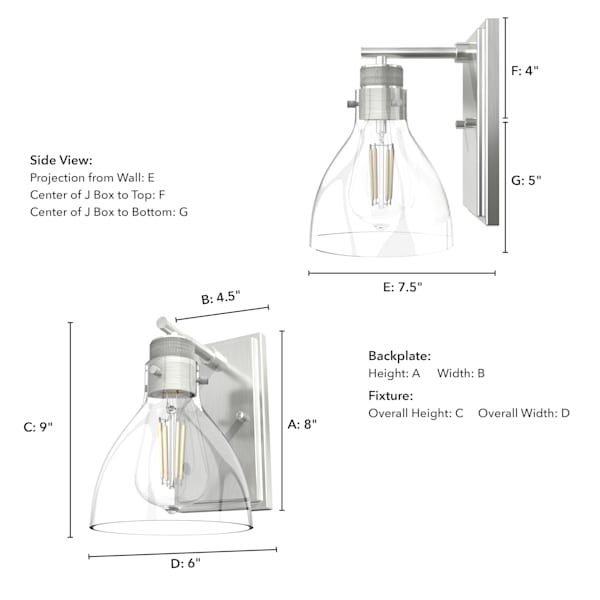Hunter Van Nuys 1 Light Wall Sconce in Brushed Nickel